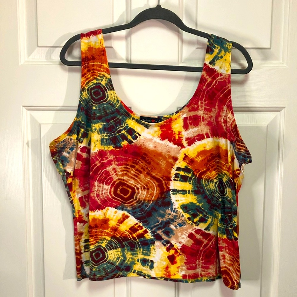 Absolutely It! Multi-colored Tie Dyed Tank Top Size 2X